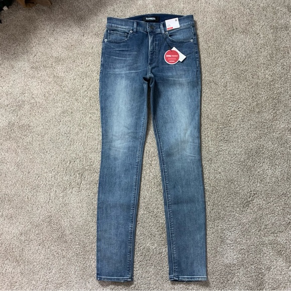 Nwt! EXPRESS Indigo Blue HIGH RISE Legging SKINNY Stretch DENIM JEANS 8 R